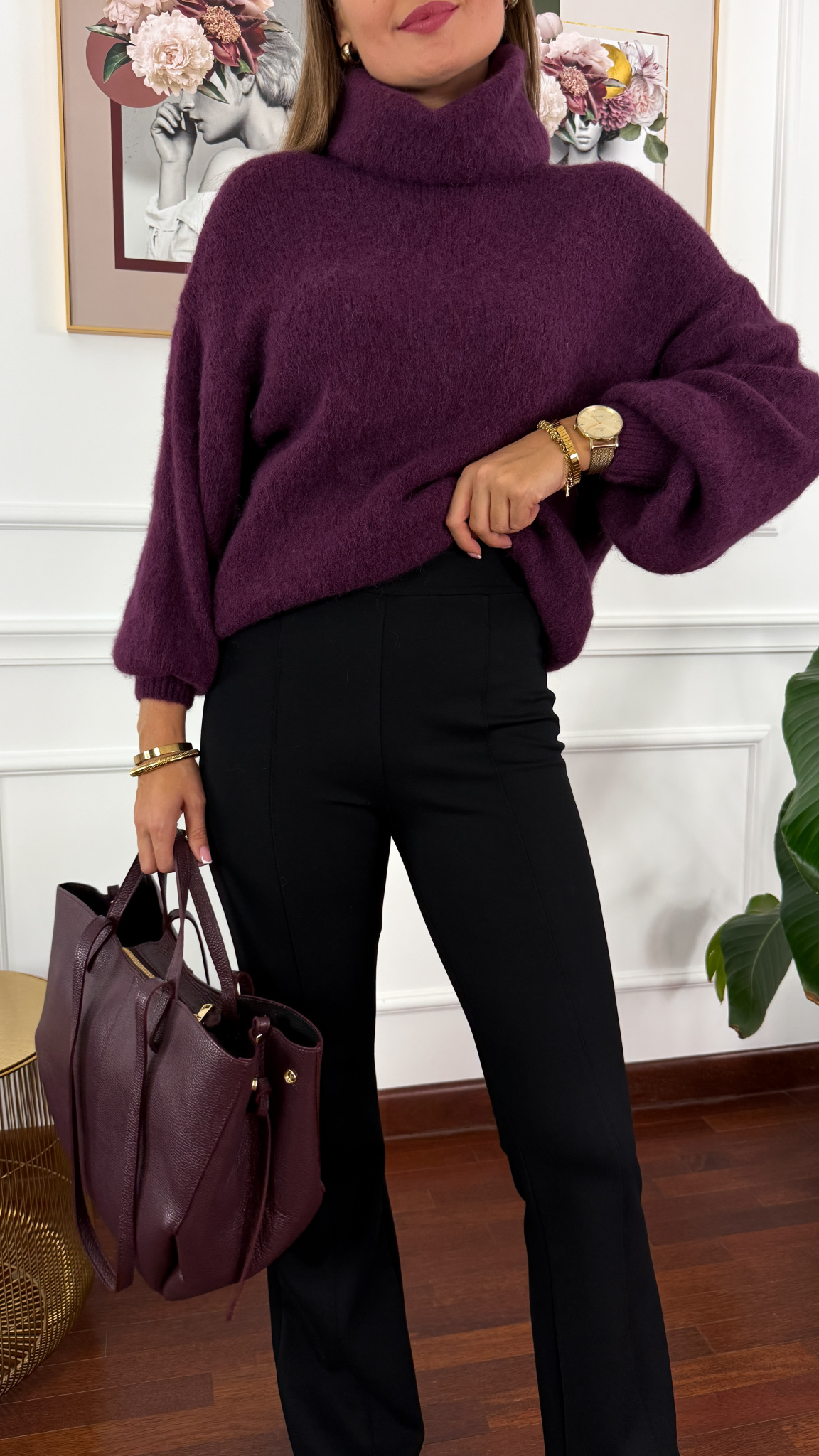 Wiskozowe spodnie dzwony Tulia czarne