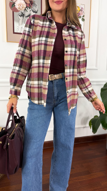 Koszula w kratę Vivi bordowo-biała