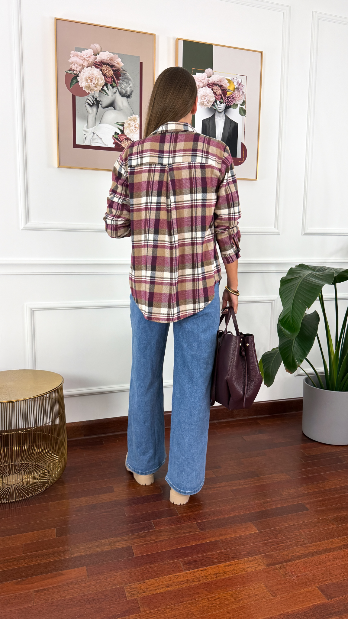 Koszula w kratę Vivi bordowo-biała