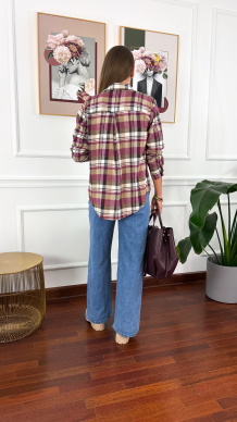 Koszula w kratę Vivi bordowo-biała