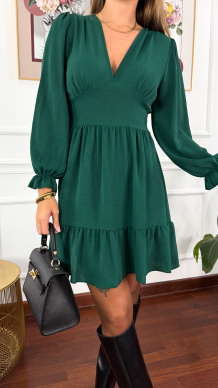 Wiskozowa sukienka Gulia butelkowa zieleń