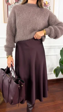 Wiskozowa spódnica Petra burgundowa