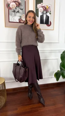 Wiskozowa spódnica Petra burgundowa