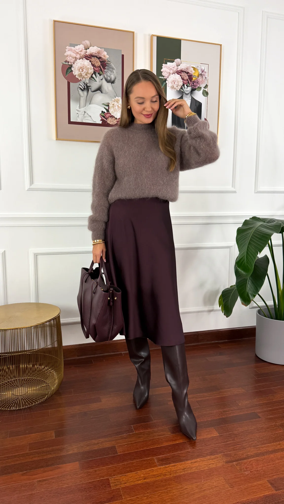 Wiskozowa spódnica Petra burgundowa