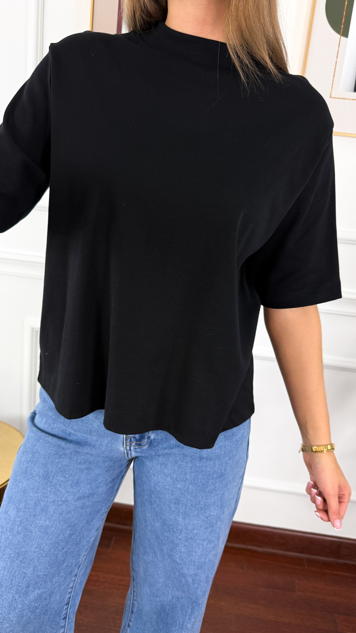 Bawełniany T-shirt Irene czarny