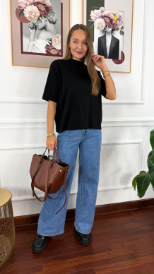 Bawełniany T-shirt Irene czarny