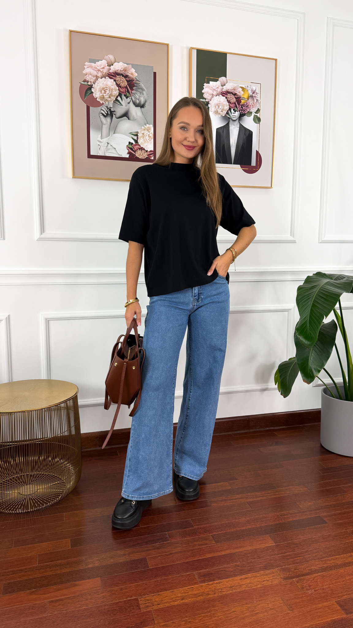 Bawełniany T-shirt Irene czarny