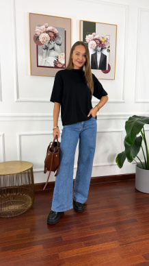 Bawełniany T-shirt Irene czarny