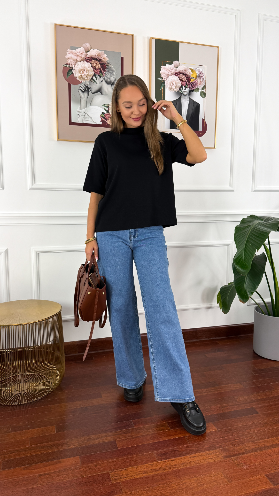 Bawełniany T-shirt Irene czarny