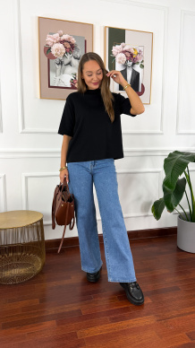 Bawełniany T-shirt Irene czarny