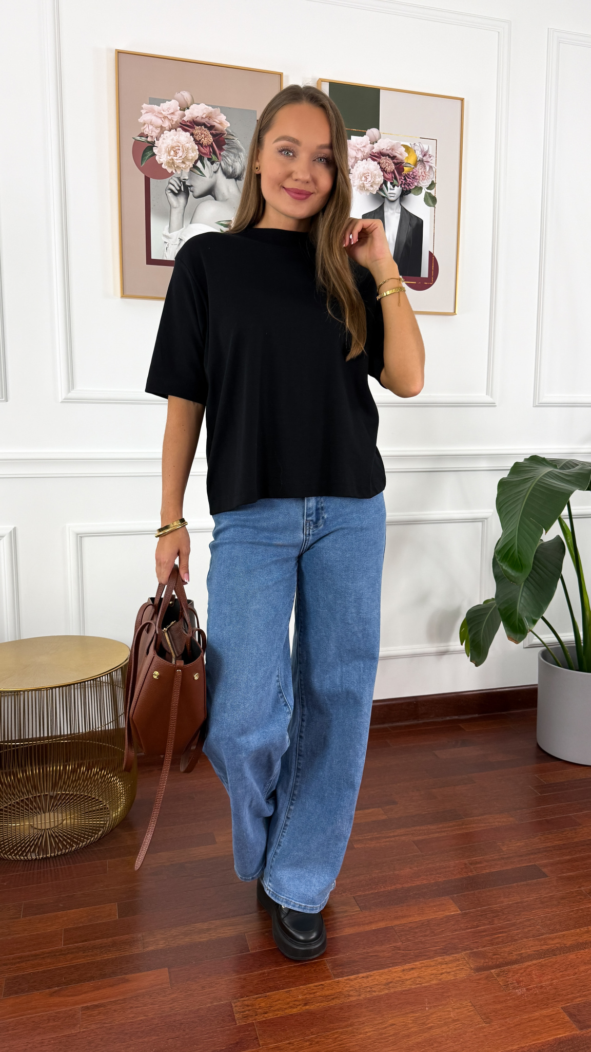 Bawełniany T-shirt Irene czarny