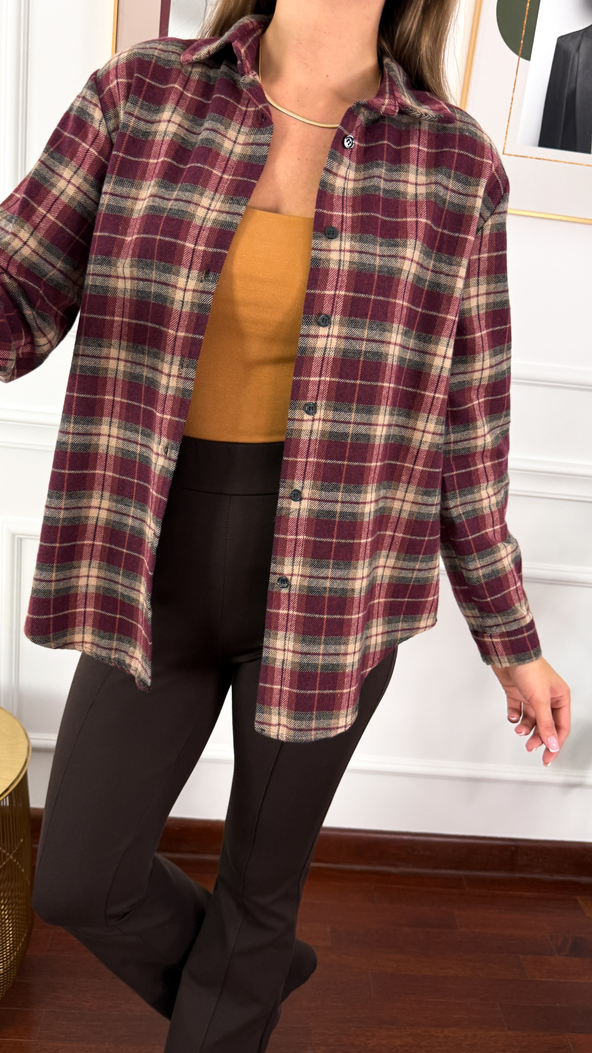 Koszula w kratę Vivi bordowo-czarna