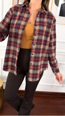 Koszula w kratę Vivi bordowo-czarna