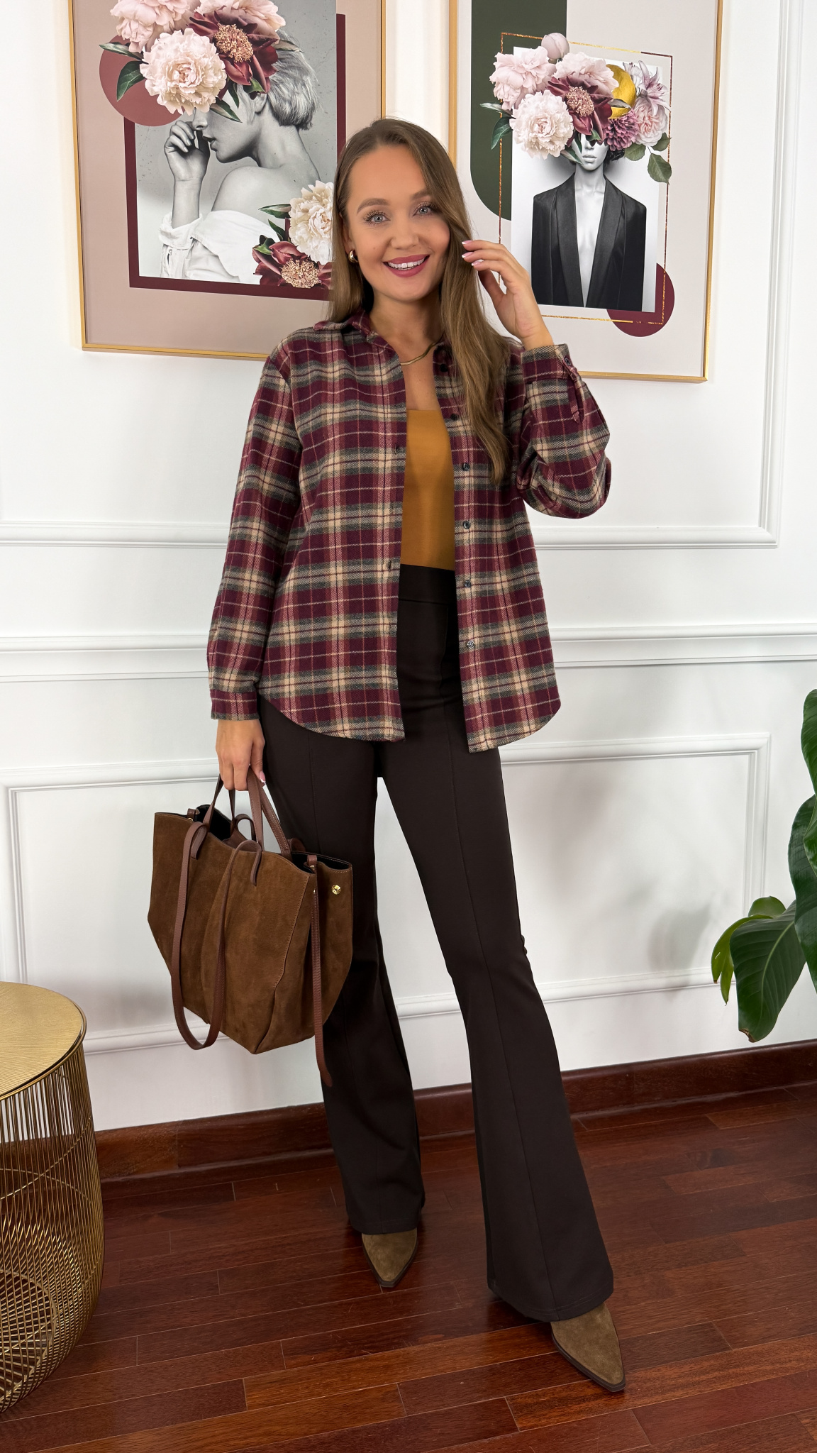 Koszula w kratę Vivi bordowo-czarna