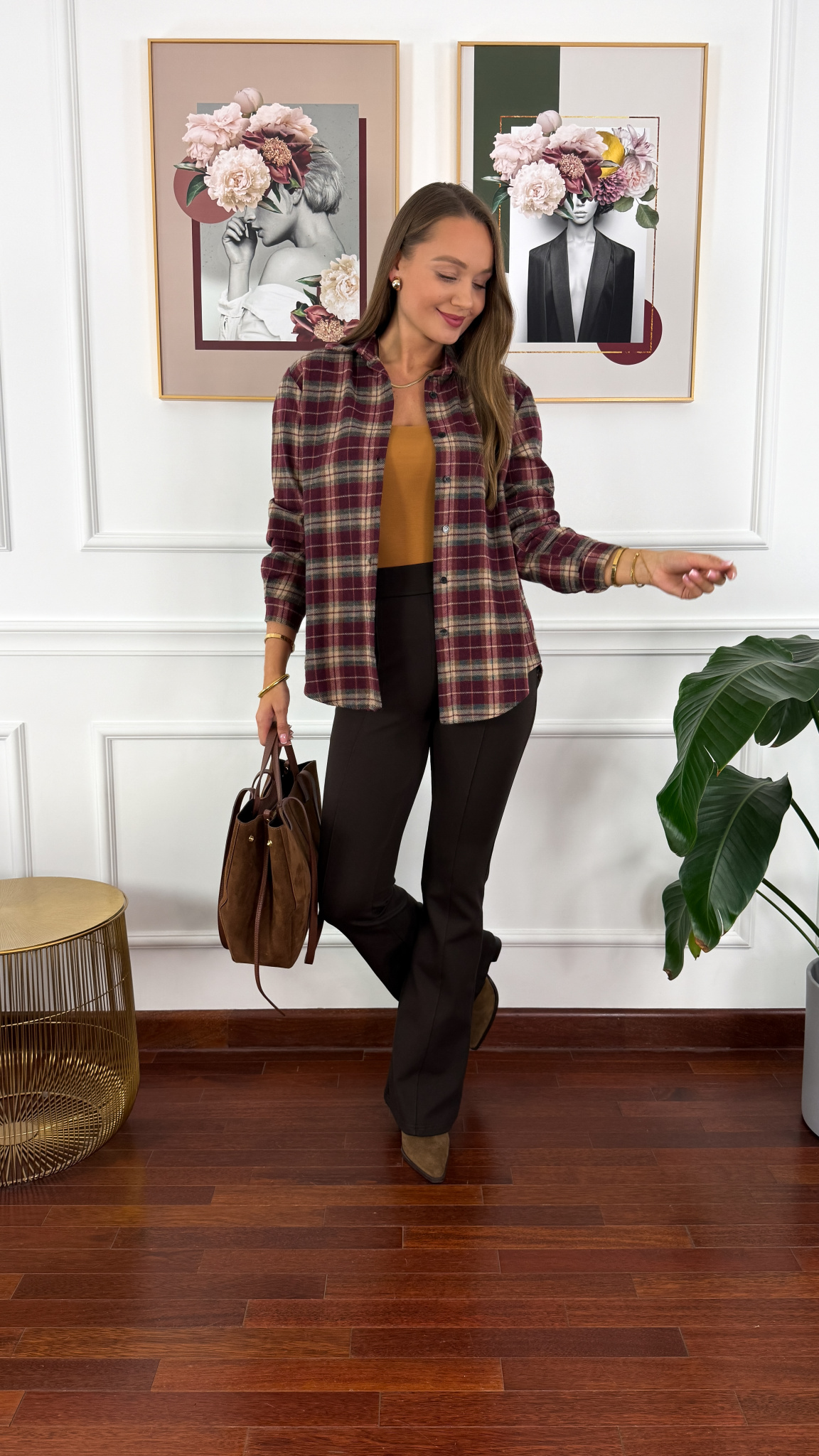 Koszula w kratę Vivi bordowo-czarna