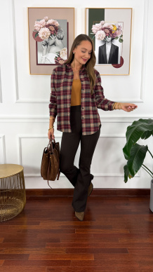 Koszula w kratę Vivi bordowo-czarna