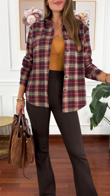 Koszula w kratę Vivi bordowo-czarna