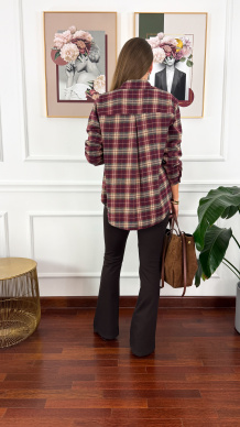 Koszula w kratę Vivi bordowo-czarna