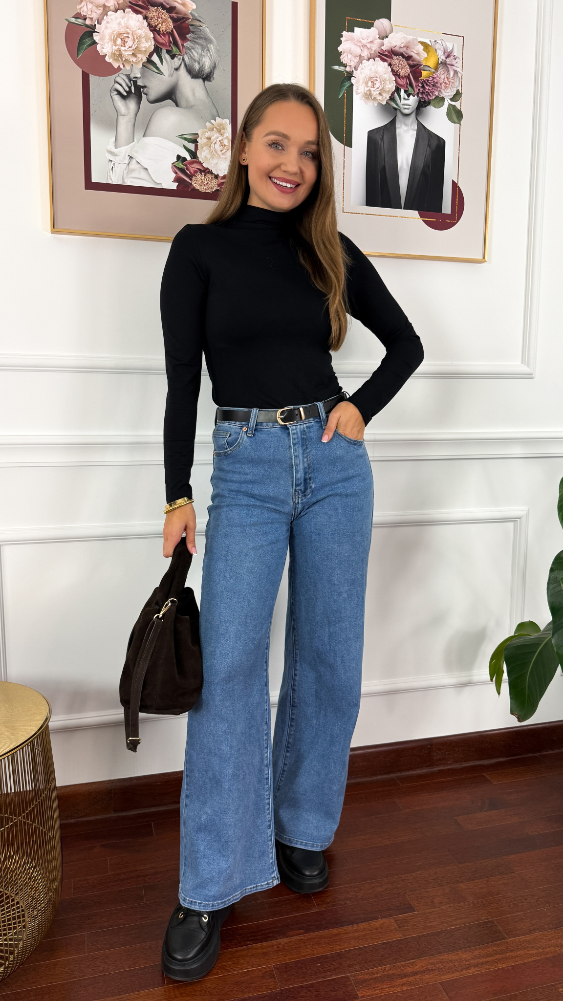 Wiskozowy półgolf Femi czarny