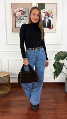 Wiskozowy półgolf Femi czarny