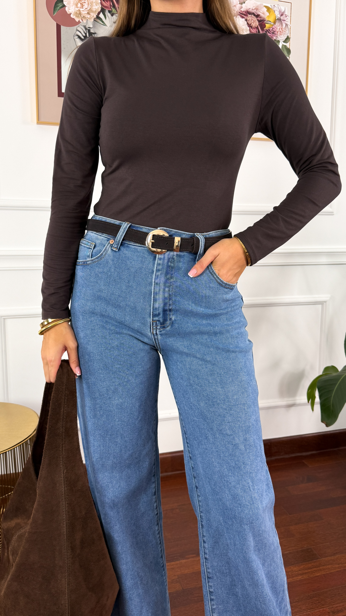 Wiskozowy półgolf Femi czekoladowa