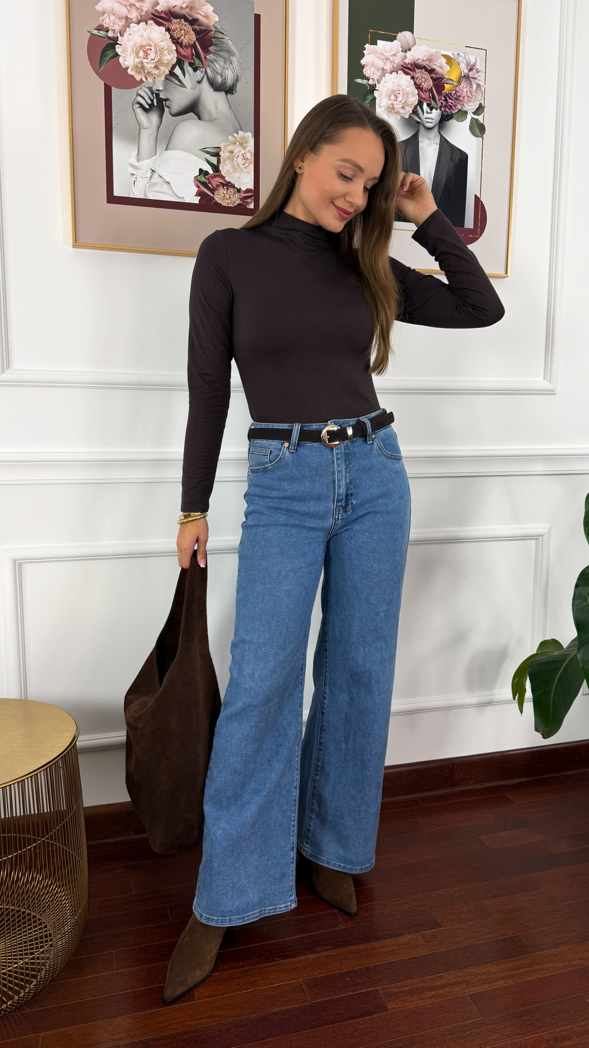 Wiskozowy półgolf Femi czekoladowa