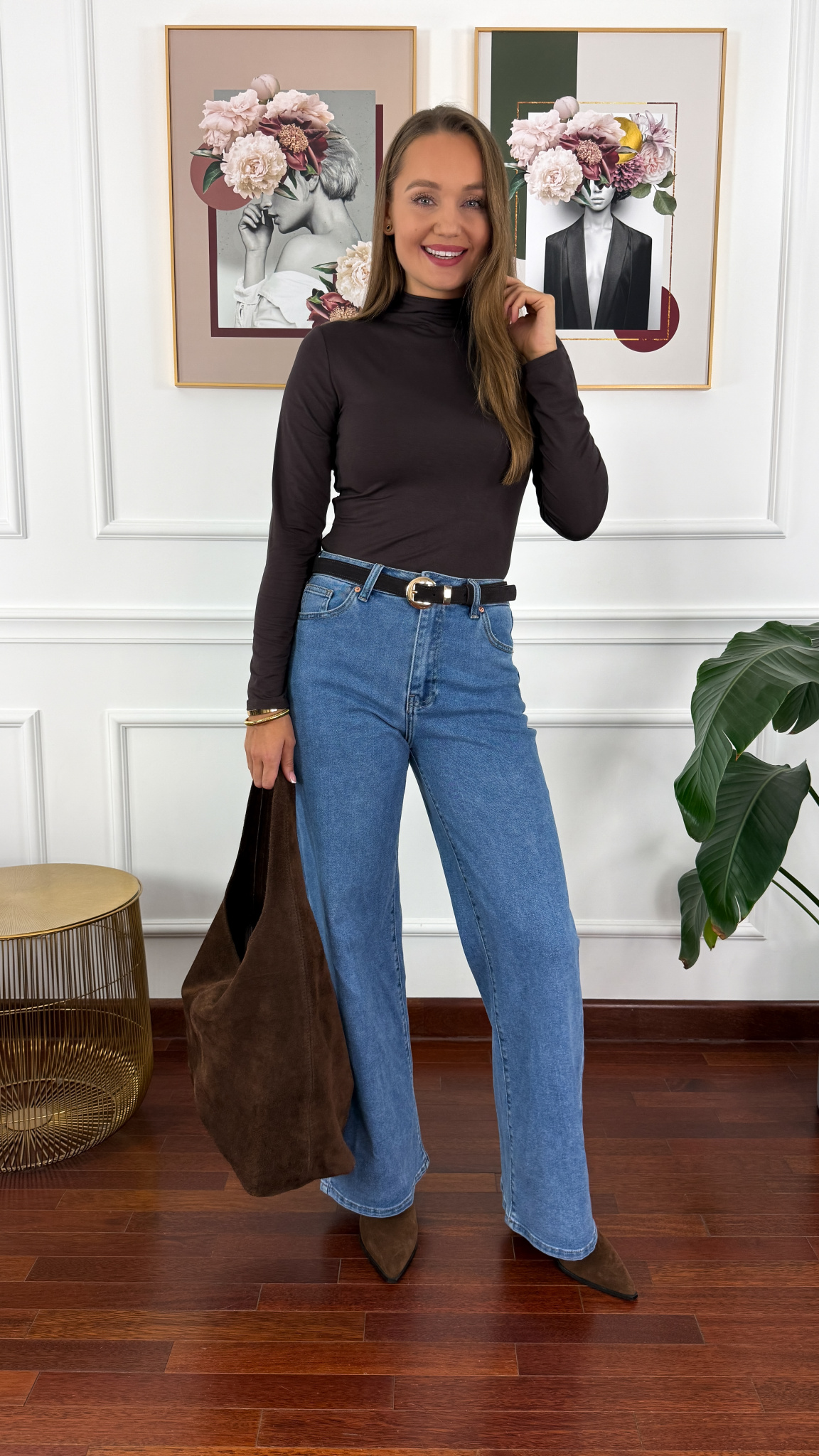 Wiskozowy półgolf Femi czekoladowa