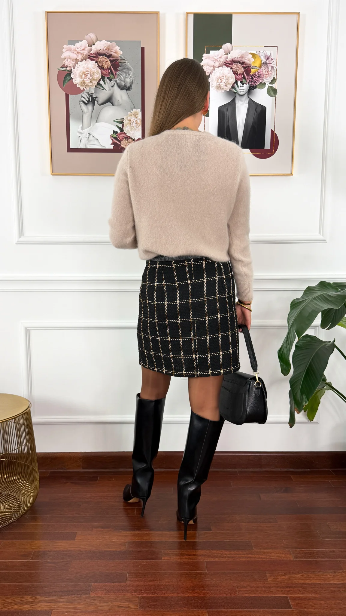 Spódnica Janna w kratkę czarno złota