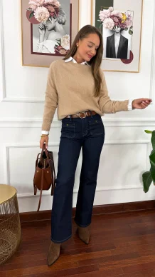 Wełniany sweter Alma beżowy