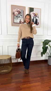 Wełniany sweter Alma beżowy