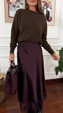 Wiskozowa spódnica Calista burgundowa