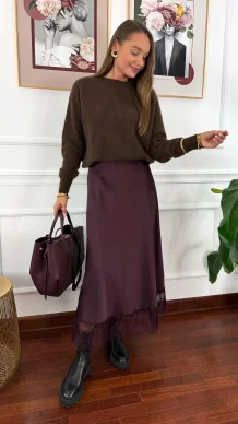 Wiskozowa spódnica Calista burgundowa