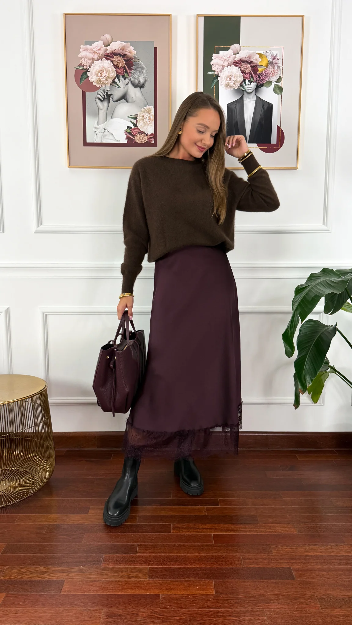 Wełniany sweter Alma czekoladowy