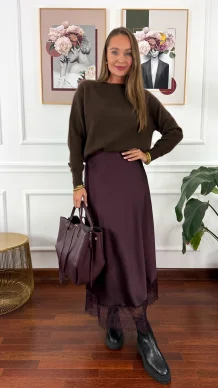 Wiskozowa spódnica Calista burgundowa