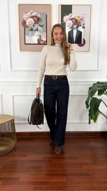 Wiskozowy golf Barbara beżowy