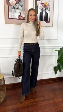 Wiskozowy golf Barbara beżowy