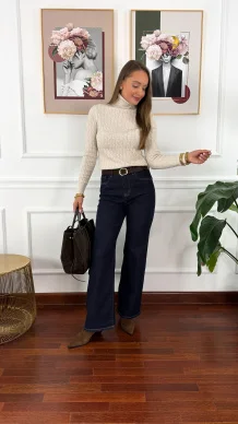 Wiskozowy golf Barbara beżowy