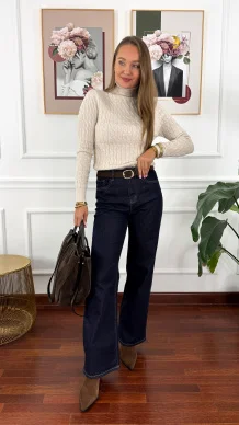 Wiskozowy golf Barbara beżowy