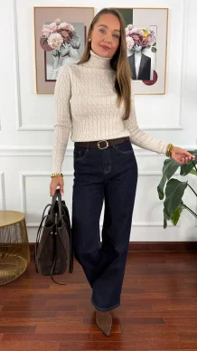 Wiskozowy golf Barbara beżowy