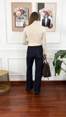 Wiskozowy golf Barbara beżowy