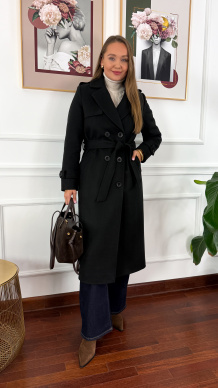 Wełniany płaszcz Lucia czarny