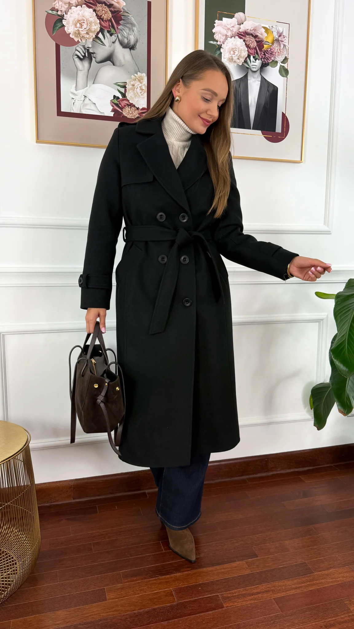 Wełniany płaszcz Lucia czarny