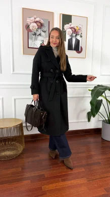 Wełniany płaszcz Lucia czarny