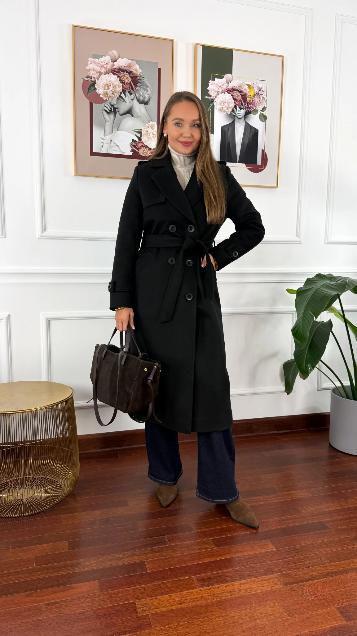 Wełniany płaszcz Lucia czarny