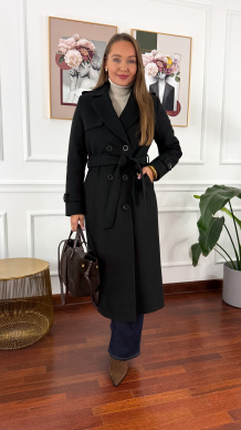 Wełniany płaszcz Lucia czarny