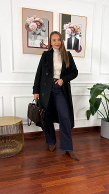 Wełniany płaszcz Lucia czarny