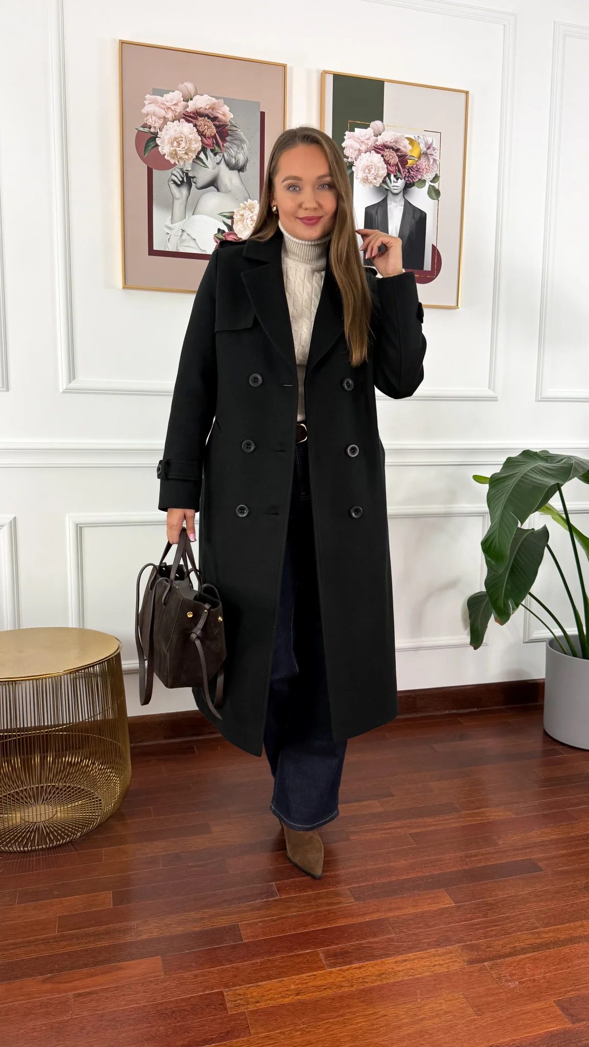 Wełniany płaszcz Lucia czarny