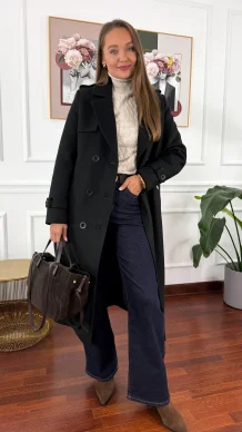 Wełniany płaszcz Lucia czarny