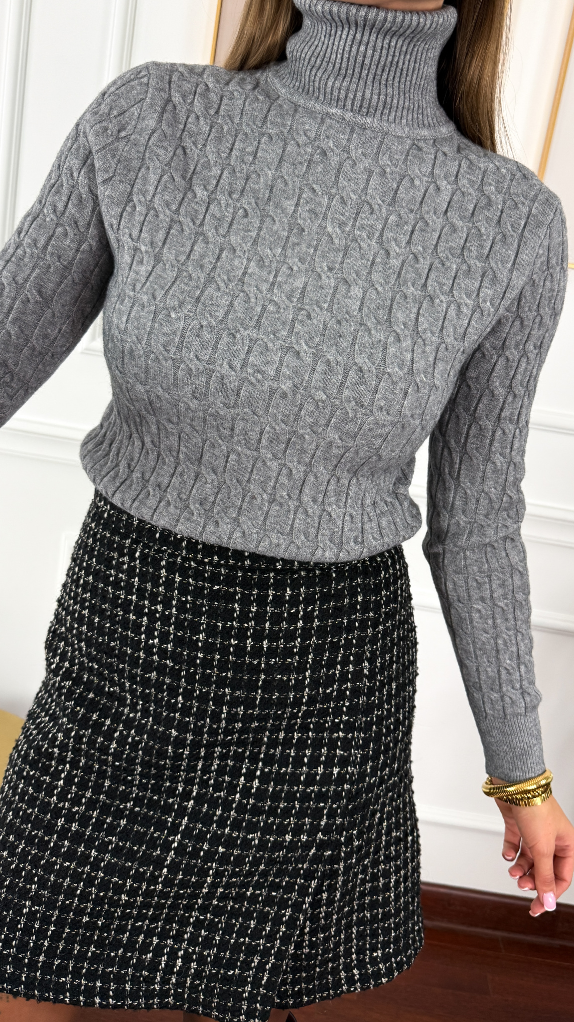 Wiskozowy golf Barbara szary