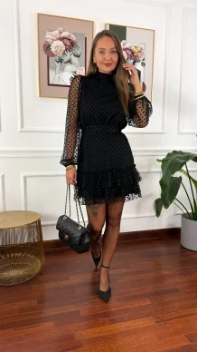 Tiulowa sukienka Gimmi czarna